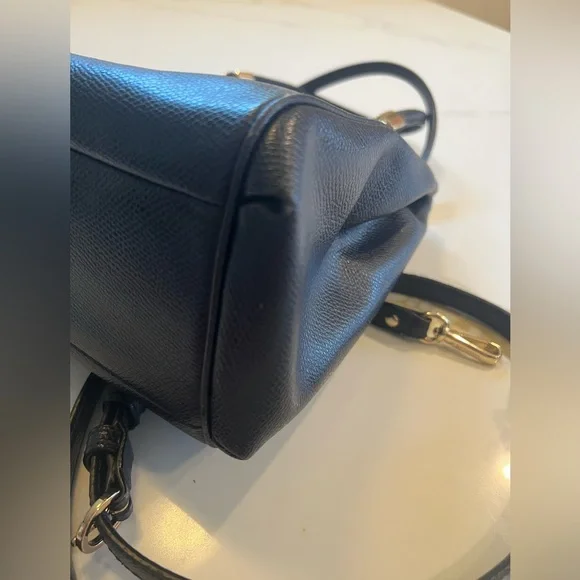 Coach Blue and Gold Leather Satchel Crossbody, with Structured Design EUC - Picture 7 of 14